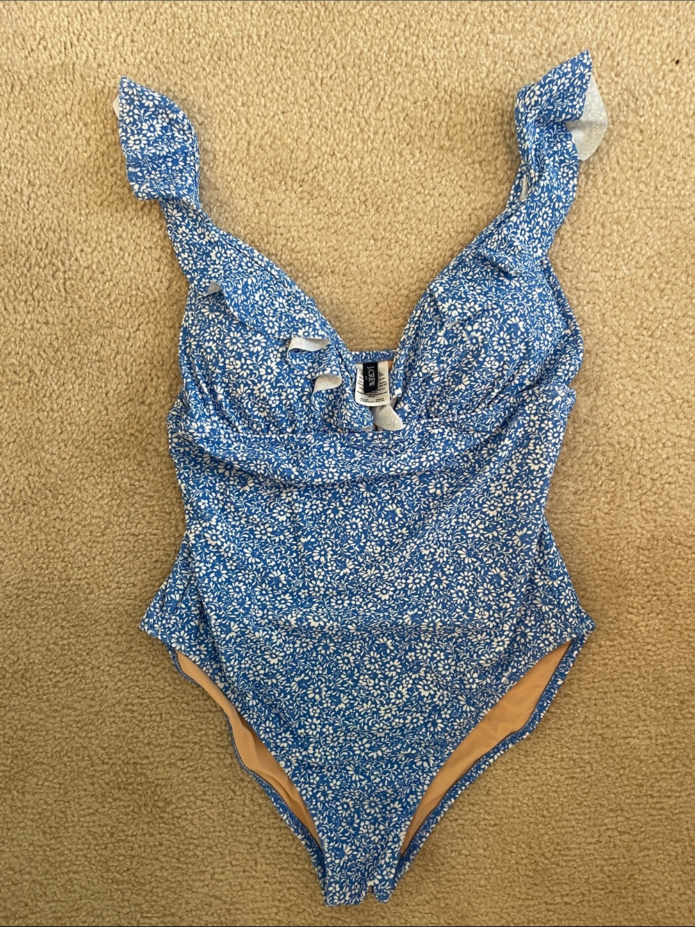 J. Crew Factory Blue Floral One Piece Swimsuit